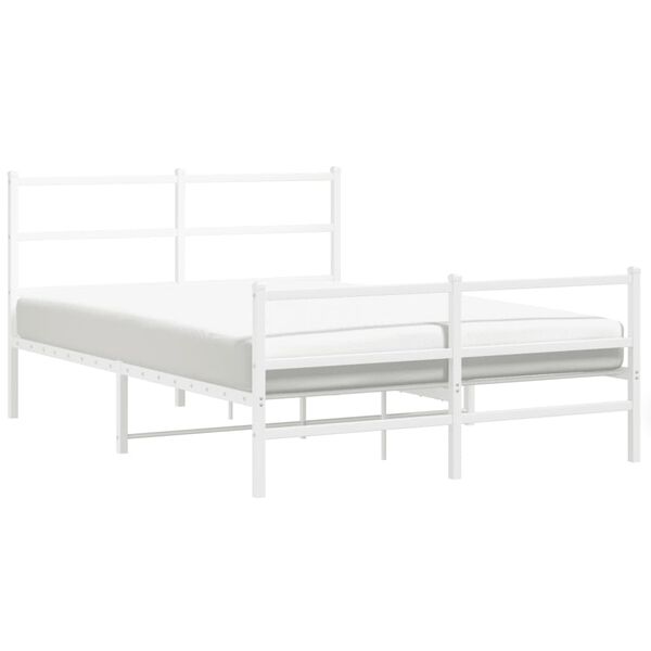 vidaXL Cadre de lit m&eacute;tal sans matelas et pied de lit blanc 140x190 cm