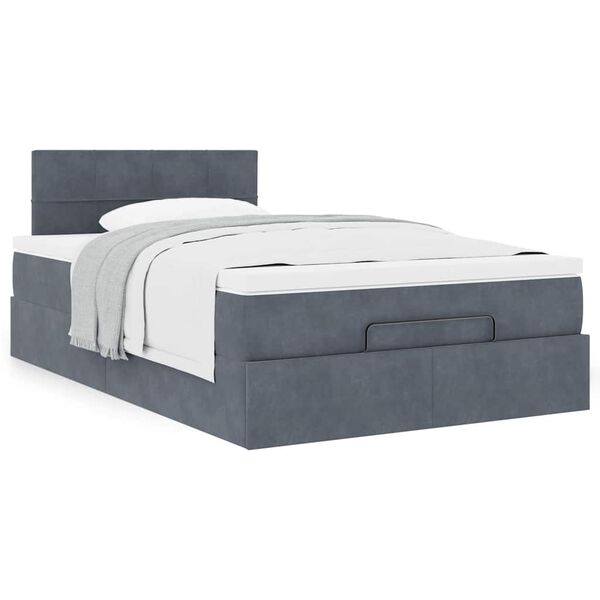 vidaXL Lit ottoman avec matelas gris fonc&eacute; 120x190 cm velours