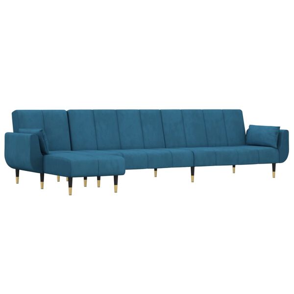 vidaXL Canap&eacute;-lit en forme de L bleu 275x140x70 cm velours