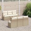 vidaXL Ensemble de canap&eacute; de jardin 7 pcs Beige et cr&egrave;me polyrotin