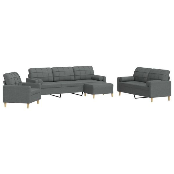 vidaXL Ensemble de canap&eacute;s 4 pcs repose-pied et coussins d&eacute;coratifs