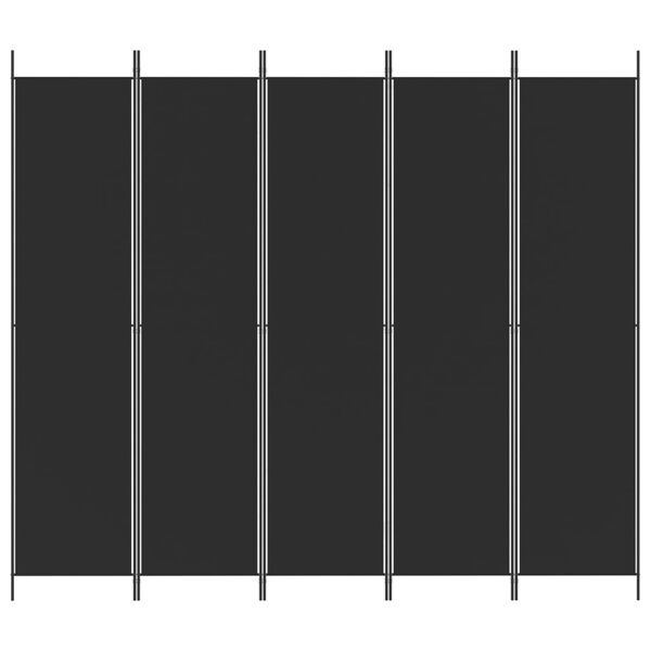 vidaXL Cloison de s&eacute;paration 5 panneaux Noir 250x220 cm Tissu