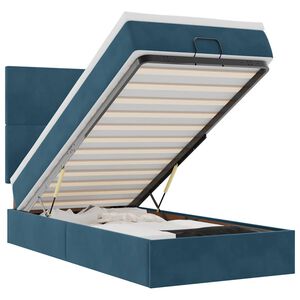 vidaXL Cadre de lit ottoman avec matelas bleu fonc&eacute; 80x200 cm velours