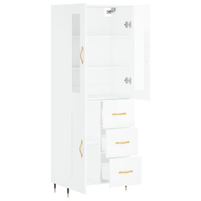 vidaXL Buffet haut Blanc brillant 69,5x34x180 cm Bois d'ingénierie