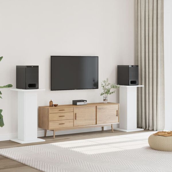 vidaXL Supports de haut-parleurs 2 pcs blanc bois d'ing&eacute;nierie