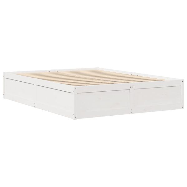 vidaXL Cadre de lit sans matelas blanc 140x190 cm bois de pin massif