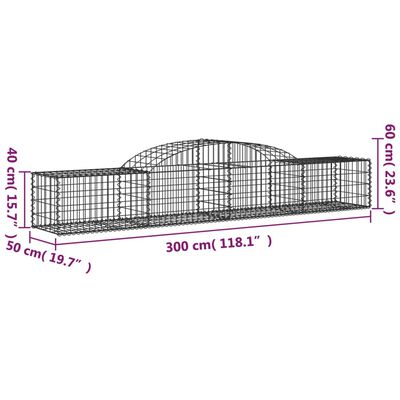 vidaXL Paniers à gabions arqués 2 pcs 300x50x40/60 cm fer galvanisé