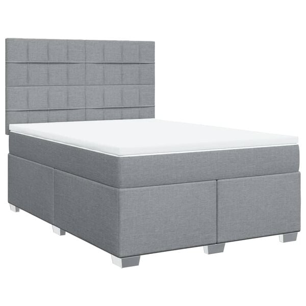 vidaXL Sommier &agrave; lattes de lit avec matelas Gris clair 160x200cm Tissu