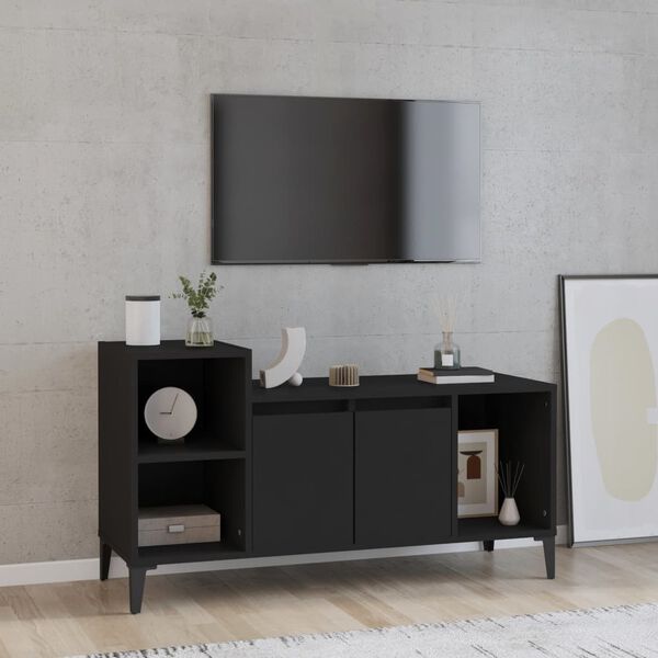 vidaXL Meuble TV Noir 100x35x55 cm Bois d'ing&eacute;nierie