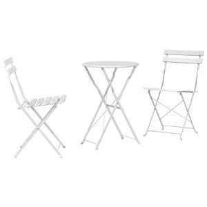 vidaXL Ensemble bistro pliant 3 pcs Blanc Acier
