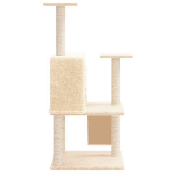 vidaXL Arbre &agrave; chat avec griffoirs en sisal Cr&egrave;me 109 cm