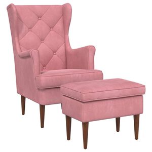 vidaXL Fauteuil avec pouf 2 pc Rose Velours