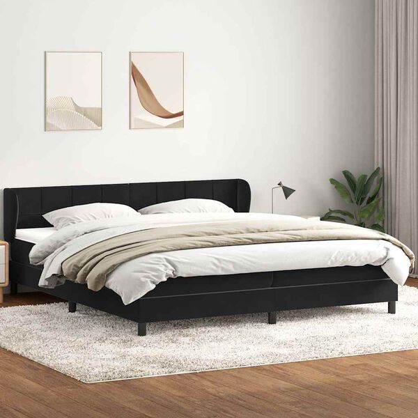 vidaXL Sommier &agrave; lattes de lit avec matelas noir 200x210 cm Velours