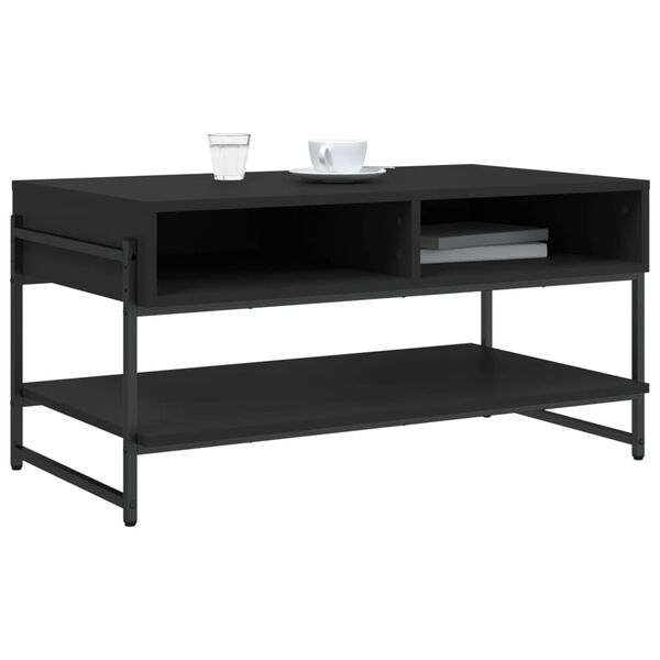 vidaXL Table basse noir 90x50x45 cm bois d'ingénierie