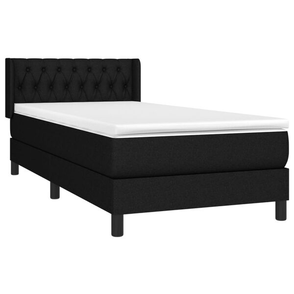 vidaXL Sommier &agrave; lattes de lit avec matelas Noir 90x190 cm Tissu