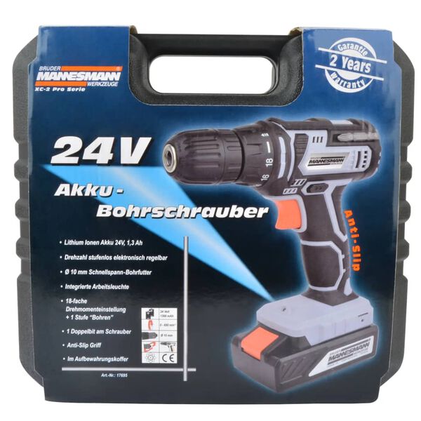 Br&uuml;der Mannesmann Perceuse sans fil 24 V 1,3 Ah