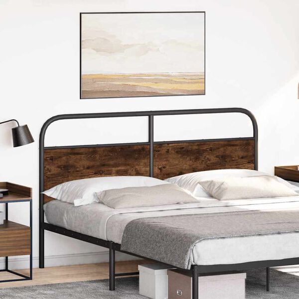 vidaXL T&ecirc;te de lit ch&ecirc;ne fum&eacute; 150 cm acier et bois d'ing&eacute;nierie
