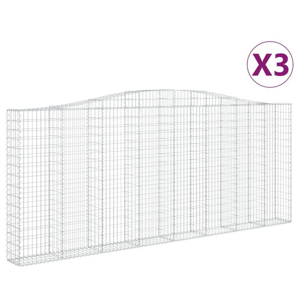 vidaXL Paniers &agrave; gabions arqu&eacute;s 3 pcs 400x30x160/180 cm Fer galvanis&eacute;