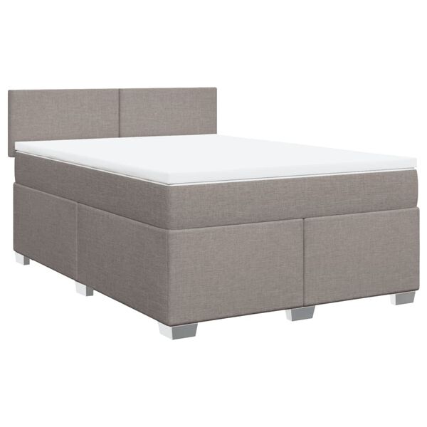 vidaXL Sommier &agrave; lattes de lit avec matelas Taupe 140x190 cm Tissu
