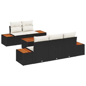 vidaXL Ensemble de canap&eacute; de jardin 6 pc Noir Poly rotin