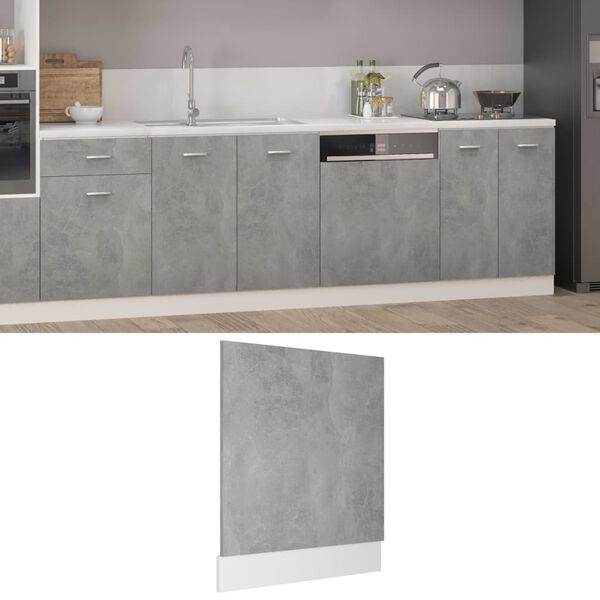 vidaXL Panneau de lave-vaisselle "Lyon" Gris béton 59,5 x 3 x 67 cm Bois d'ingénierie