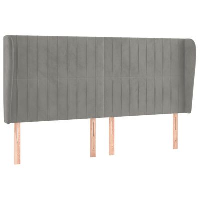 vidaXL Tête de lit avec oreilles Gris clair 183x23x118/128 cm Velours