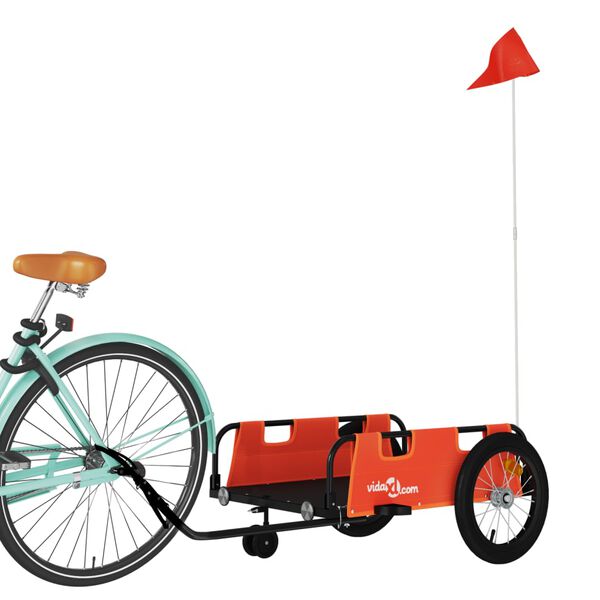 vidaXL Remorque de v&eacute;lo orange tissu oxford et fer