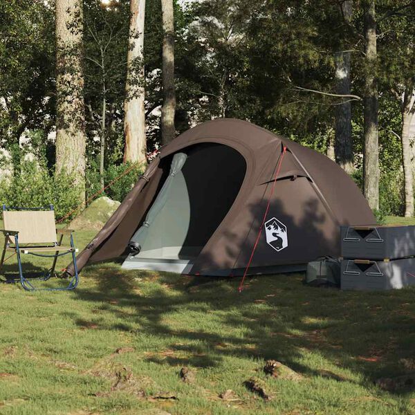 vidaXL Tente de camping tunnel 2 personnes marron imperméable