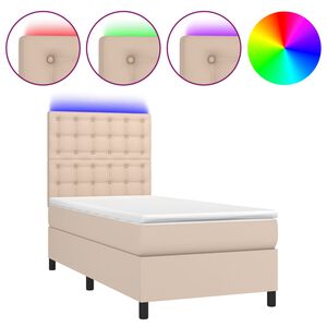 vidaXL Sommier &agrave; lattes de lit avec matelas et LED Cappuccino 80x200cm