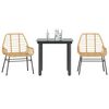 vidaXL Ensemble &agrave; manger de jardin 3pcs marron r&eacute;sine tress&eacute;e verre