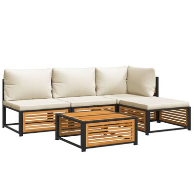 vidaXL Salon de jardin avec coussins 5 pcs Bois d'acacia solide