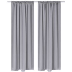 vidaXL Rideaux occultants &agrave; fentes 2 pcs Gris 135 x 245 cm