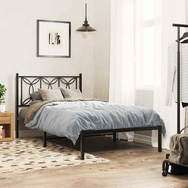 vidaXL T&ecirc;te de lit de remplacement m&eacute;tal noir 107 cm