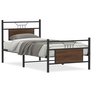 vidaXL Cadre de lit sans matelas ch&ecirc;ne marron 90x190cm bois ing&eacute;nierie