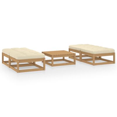 vidaXL Salon de jardin 5 pcs avec coussins bois de pin massif