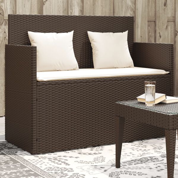 vidaXL Banc de jardin avec coussins marron r&eacute;sine tress&eacute;e