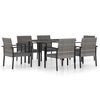 vidaXL Ensemble &agrave; manger de jardin 7 pcs R&eacute;sine tress&eacute;e Gris