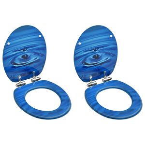 vidaXL Si&egrave;ges WC couvercle &agrave; fermeture douceur 2 pcs MDF Gouttes d'eau
