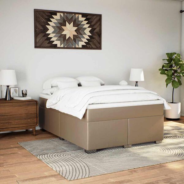 vidaXL Sommier &agrave; lattes de lit avec matelas Cappuccino 140x190 cm