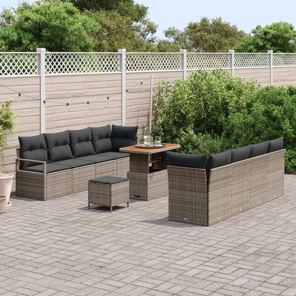 vidaXL Ensemble de canap&eacute; de jardin 11 pcs Gris Poly rotin