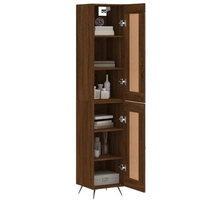 vidaXL Buffet haut Chêne marron 34,5x34x180 cm Bois d'ingénierie