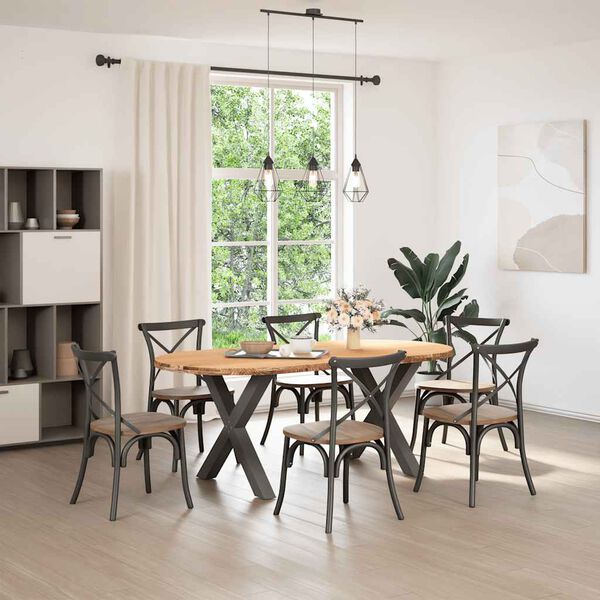 vidaXL Table &agrave; manger marron clair bois de ch&ecirc;ne massif ovale