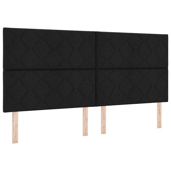 vidaXL Lit &agrave; ressorts avec matelas Noir 200 x 200 cm tissu