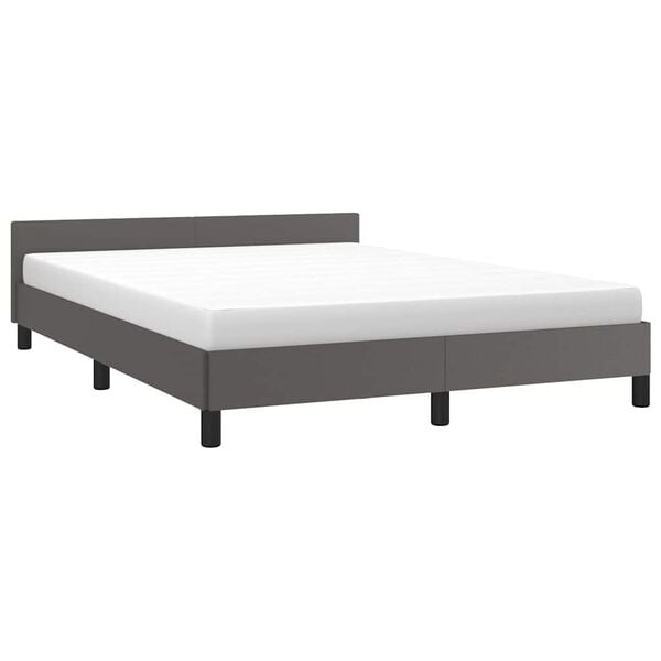 vidaXL Cadre de lit avec t&ecirc;te de lit sans matelas gris 140x200 cm