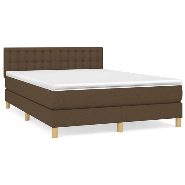 vidaXL Sommier &agrave; lattes de lit avec matelas Marron fonc&eacute; 140x190 cm