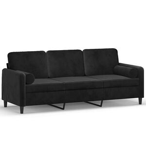 vidaXL Canap&eacute; 3 places avec oreillers d&eacute;coratifs noir 180 cm velours