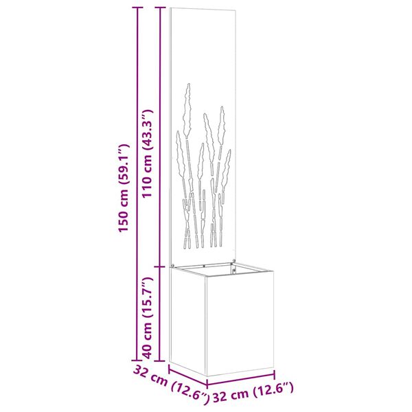 vidaXL &Eacute;cran de confidentialit&eacute; de jardin Fretwork Rouill&eacute; 32 x 140 cm