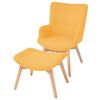 vidaXL Fauteuil avec repose-pied jaune tissu