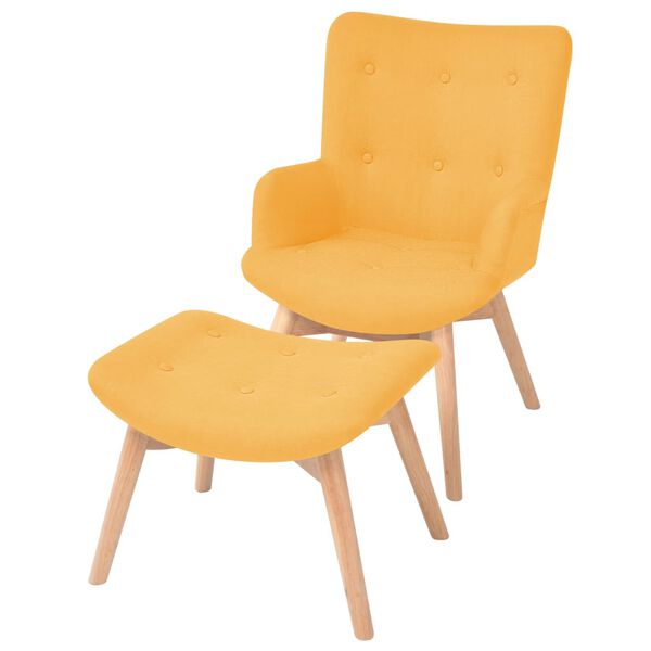 vidaXL Fauteuil avec repose-pied jaune tissu