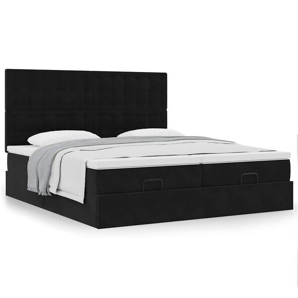 VidaXL Cadre de lit ottoman avec matelas noir 160x200 cm velours